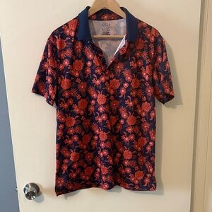 Apt. 9 Navy and Red Floral Polo Shirt